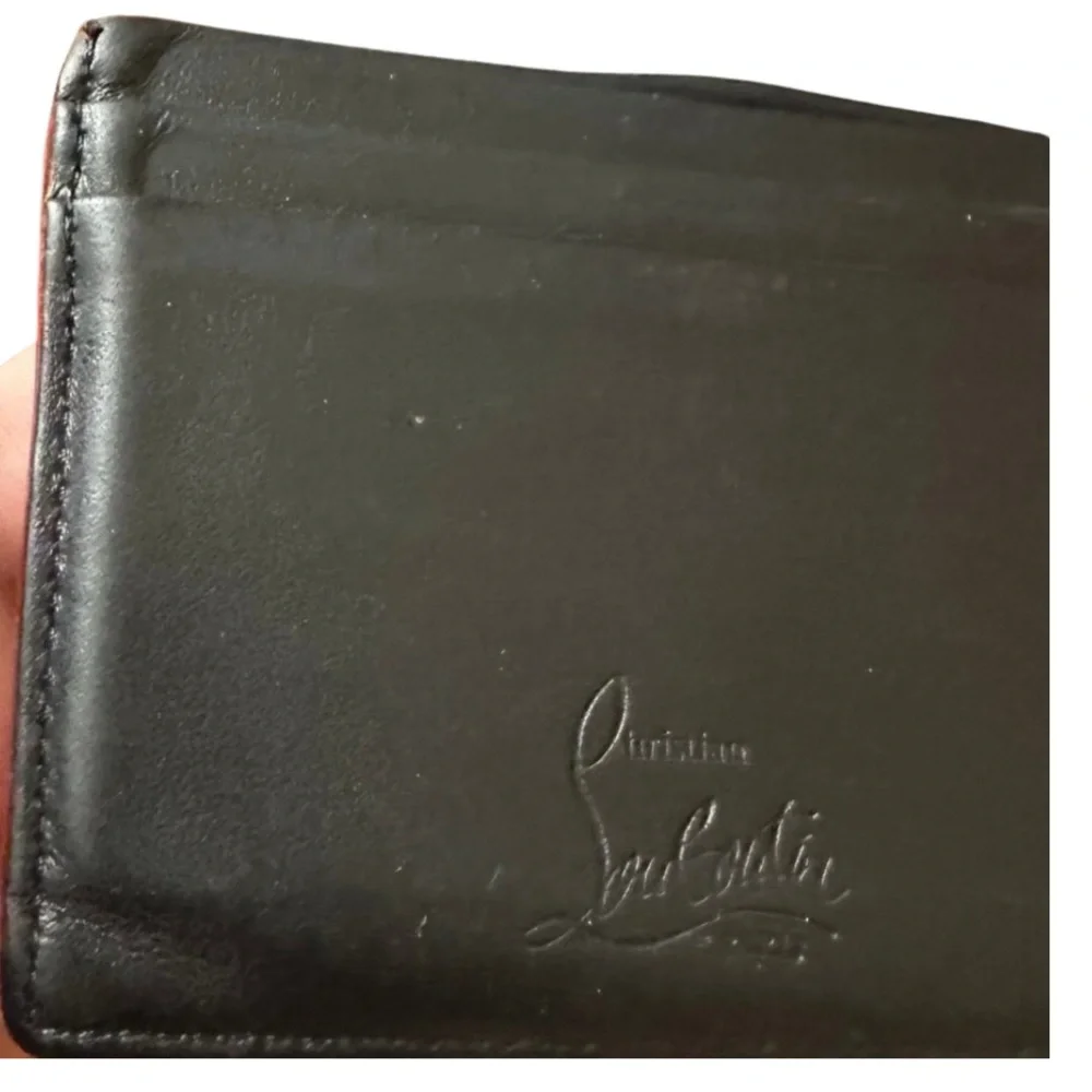 CHRISTIAN LOUBOUTIN Kios Spiked Card Holder w/Auth Cards, Box, & Dust Bag. EUC